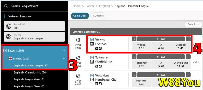 w88 football betting online malaysia review 2023 and tutorial step 2