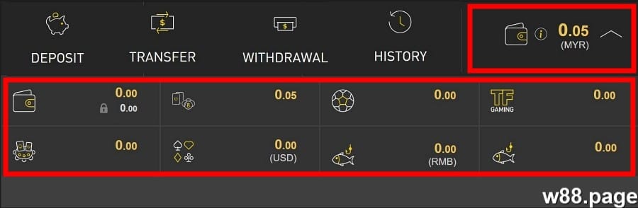 w88 wallet check wallet balance