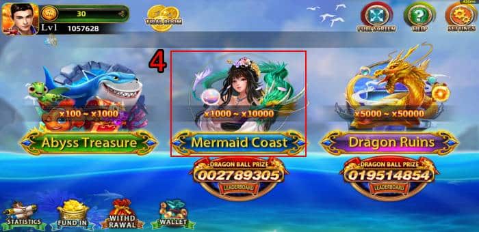 w88-dragon-ball-fishing-gameplay-room-selection