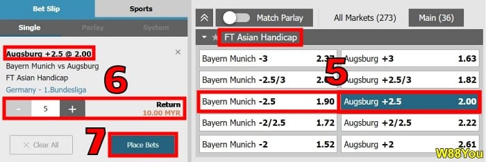 w88 betting on asian handicap 2.5 in football