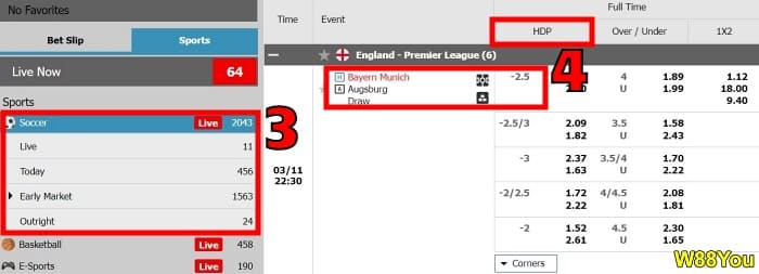 w88 betting on asian handicap 2.5 in sports