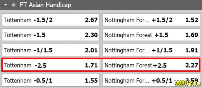 w88 what is asian handicap 2.5 in football example1
