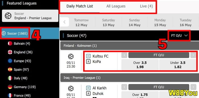 over under 3.5 betting meaning in w88 sportsbook