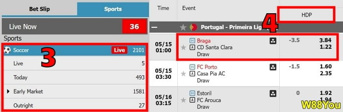 w88 register 3.5 handicap betting