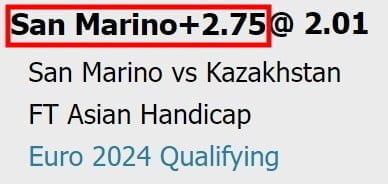 what does handicap 2.75 mean example 1