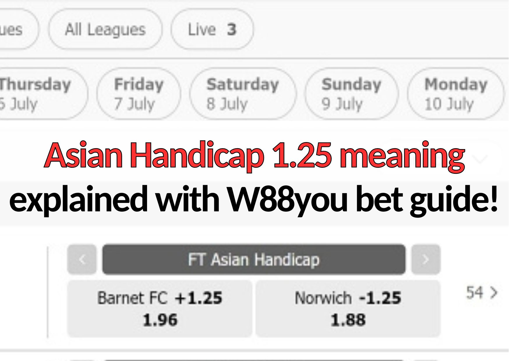 Asian Handicap 1.25 meaning explained by w88you