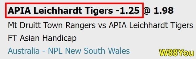 W88you asian handicap 1.25 meaning stronger team