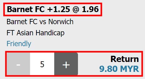 W88you asian handicap 1.25 meaning underdog team odds