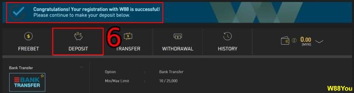 w88 normal account is created via w88 register form join w88 and claim rm30 without deposit