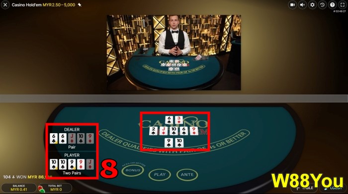 w88you w88 poker bet guide explained with tutorial and rules step 5