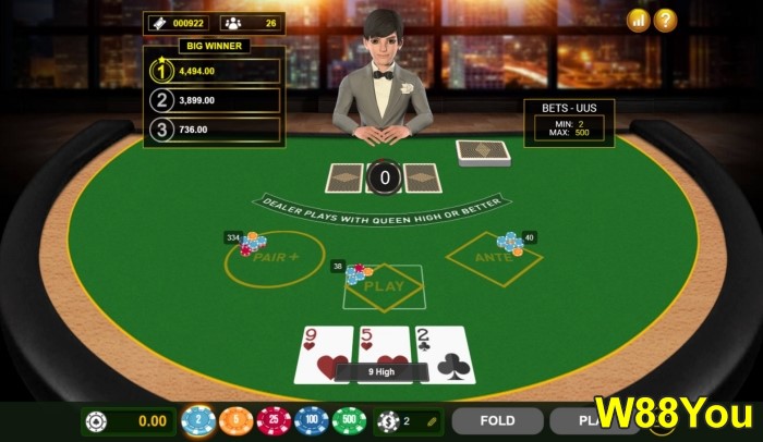 w88you w88 poker online virtual games betting