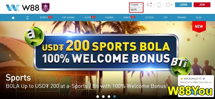 w88you w88bolehcrypto sportsbook live casino slots gaming website malaysia