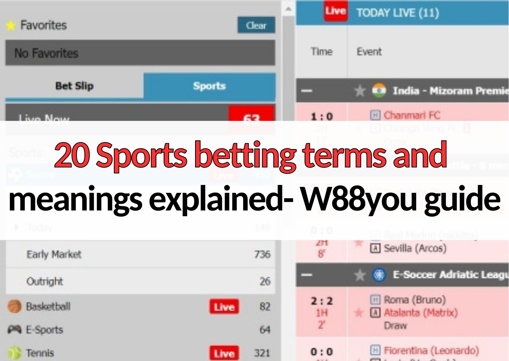 w88you 20 sports betting terms and meanings explained