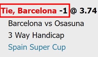 meaning of 3 way handicap explained with betting tutorial example 1