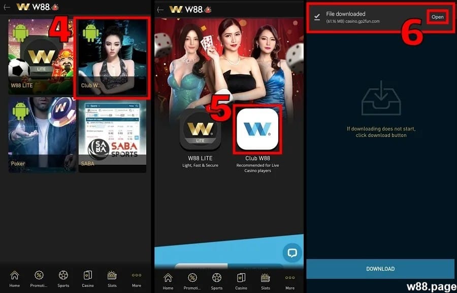 club w88 app download guide step 2
