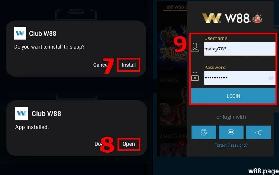 club w88 app download guide step 3