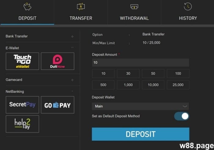 quickpay w88 alternative methods