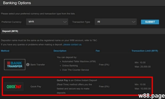 quickpay w88 updates and status