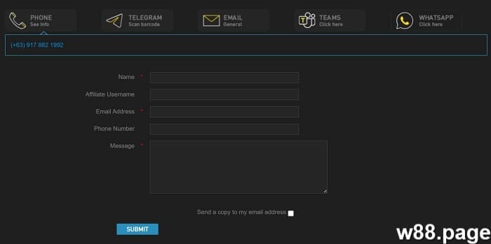 w88 affiliate contact details