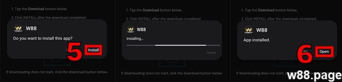 w88 mobile lite app download step 2