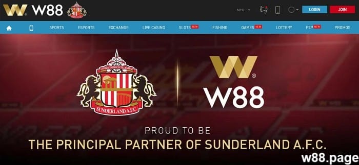 w88 sponsorship sunderland afc principal partners