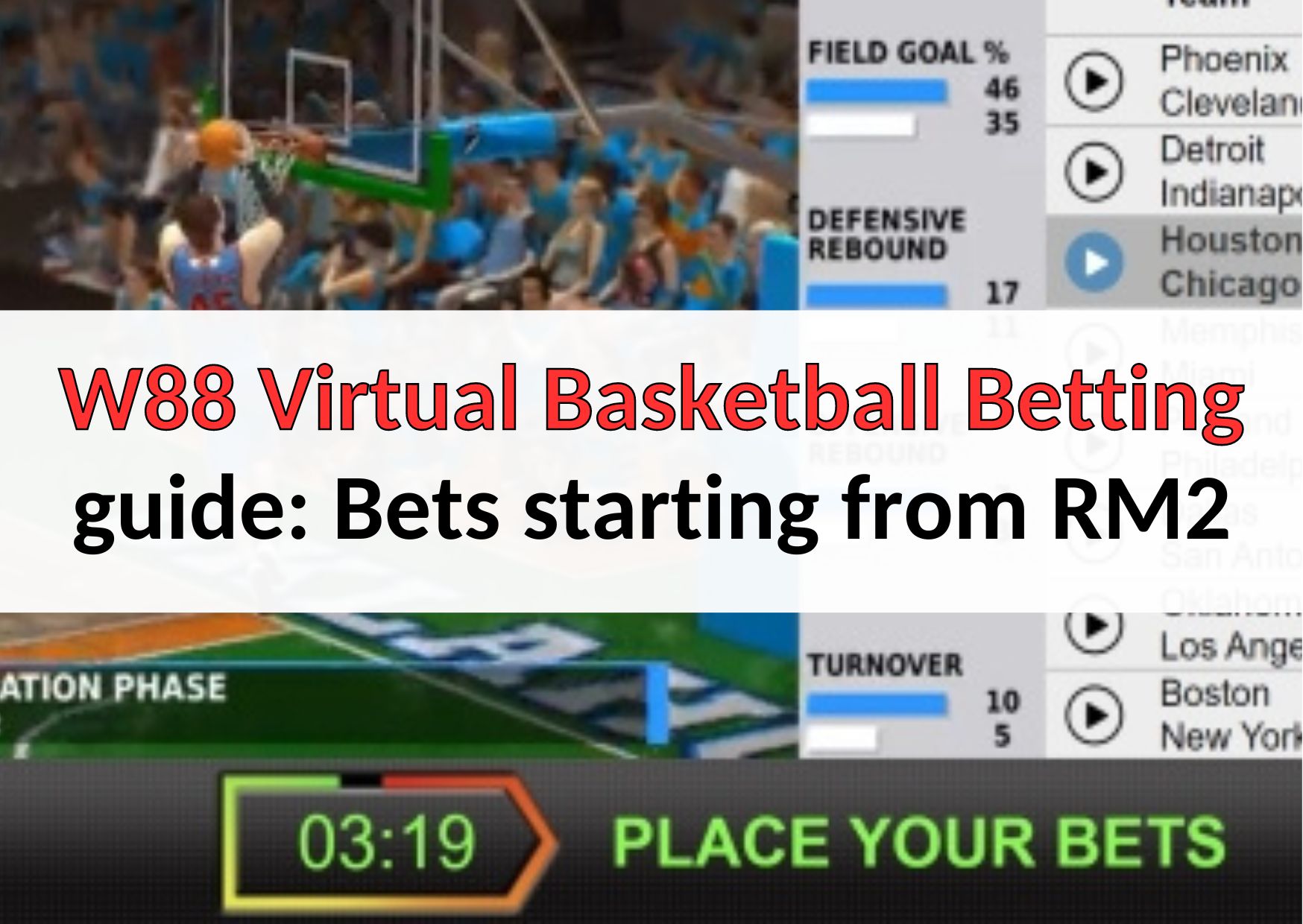 W88 Virtual Basketball Betting guide Bets starting from RM2