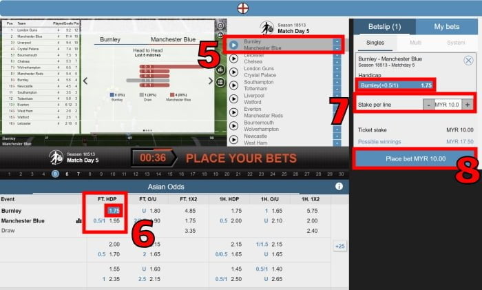 how to play virtual football betting tutorial step 3