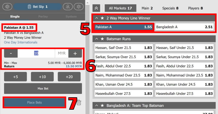 how to play online cricket betting at w88 step 3