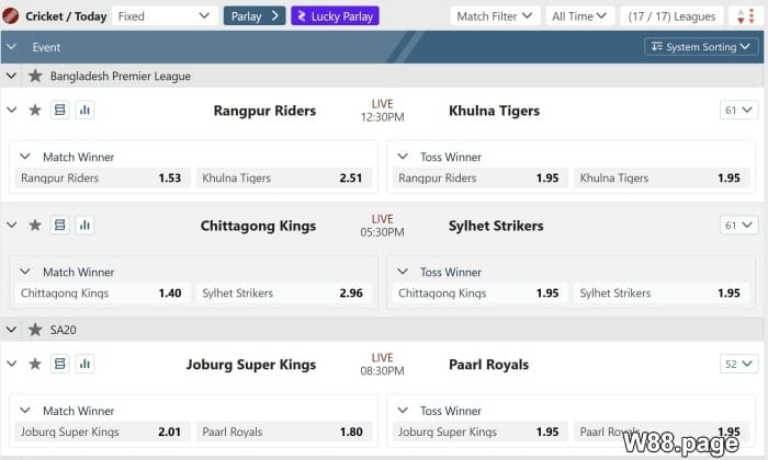 cricket betting legal countries - review from w88.page