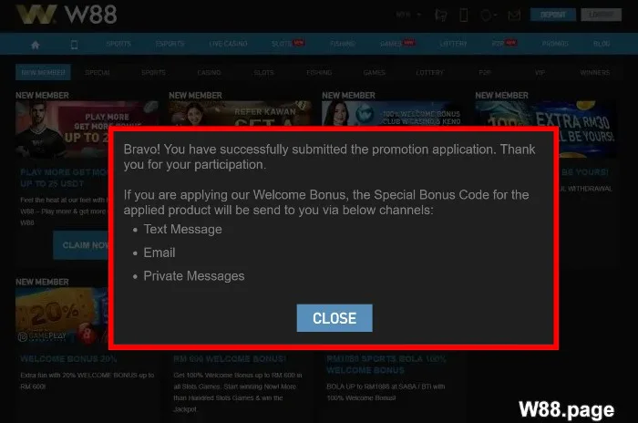 complete successful deposit to claim w88 promotion bonus (1)