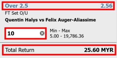 tennis betting over under match end outcomes 1