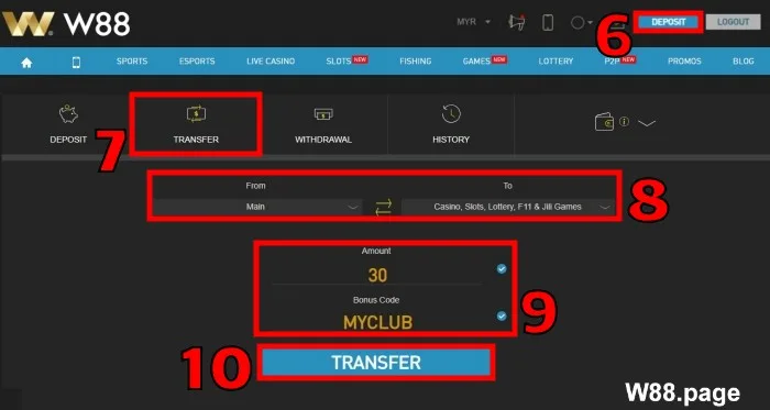 w88 promotion step 3 make a first deposit to claim bonus