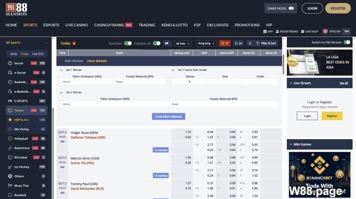 top tennis betting websites for new members and pro players m88