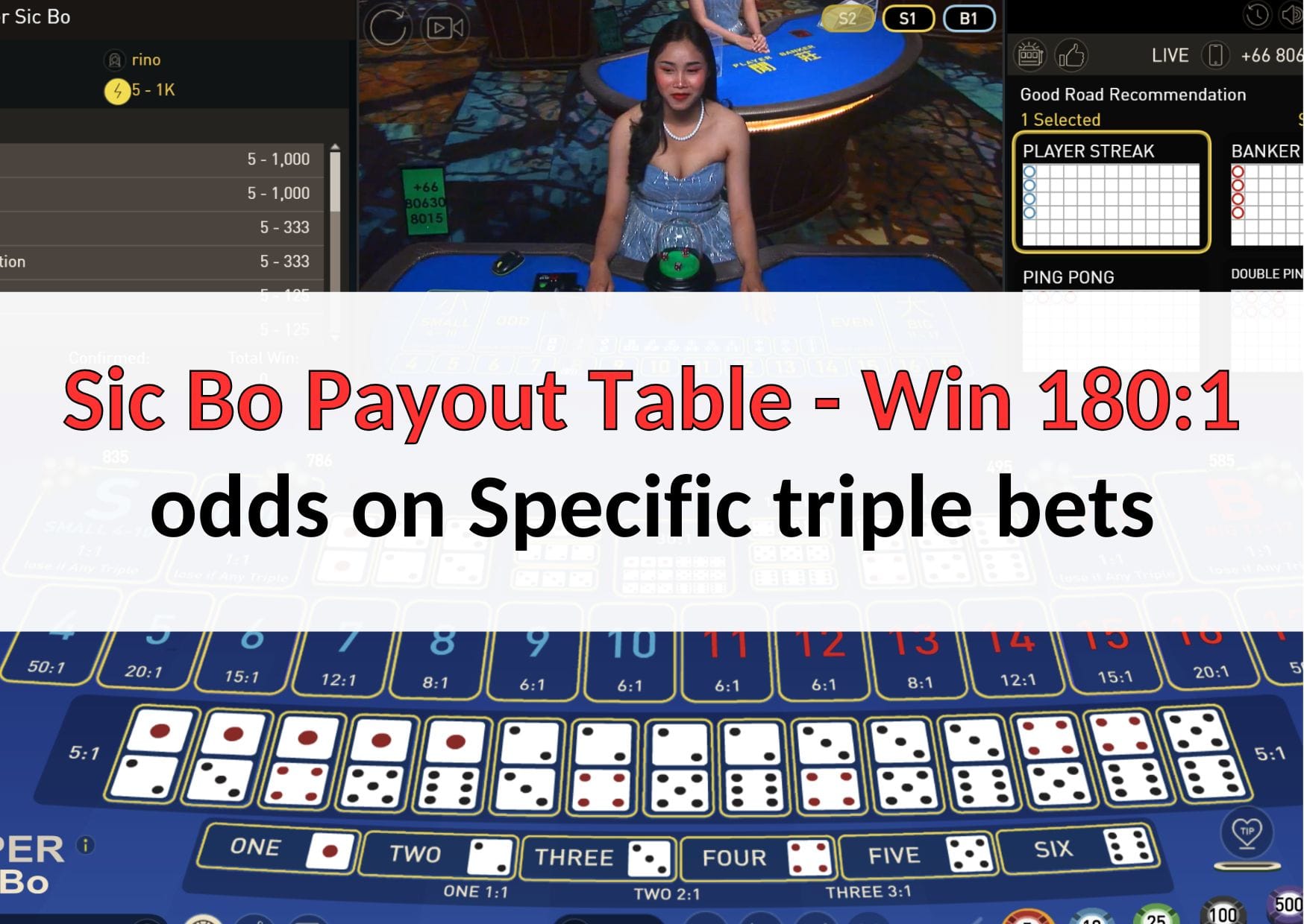 Sic Bo Payout Table - Win 1801 odds