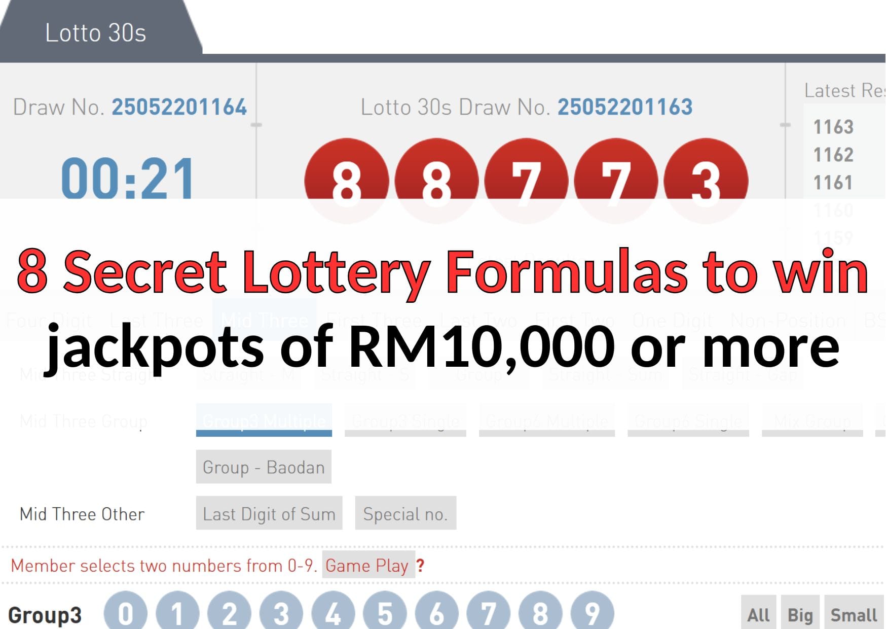 8 Secret Lottery Formulas to win jackpots of RM10,000 or more