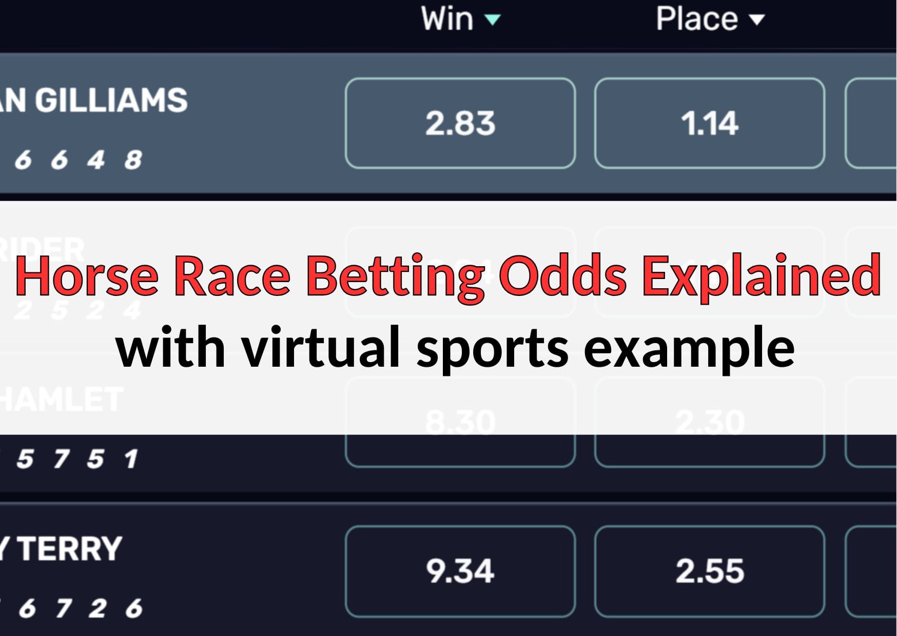 Horse Race Betting Odds Explained with virtual sports example