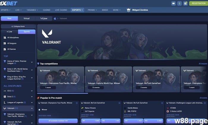 valorant betting sites 1XBET esports betting