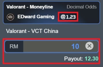 esports betting odds 1