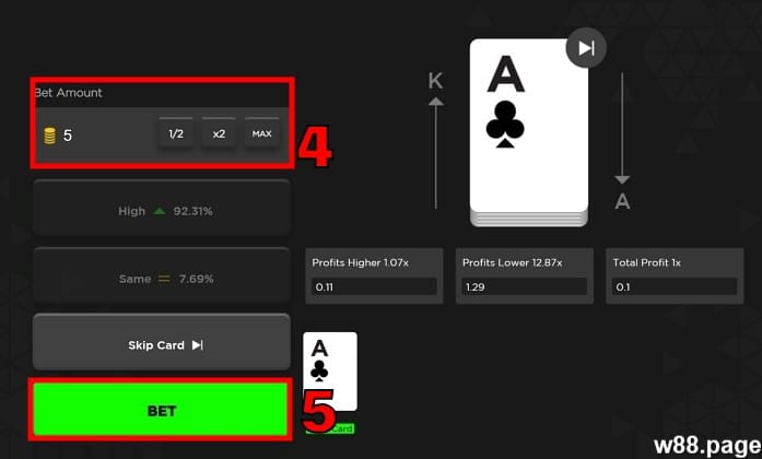 how to play hilo step 2 set amount and bet (1)