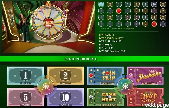 crazy time game strategy by w88.page