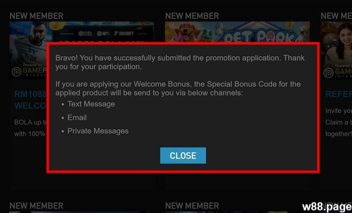 w88 promotion claim for new members