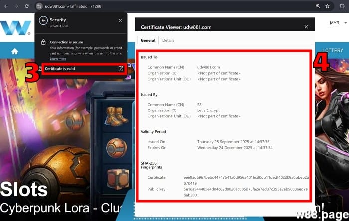 w88 register confirm validity of connection