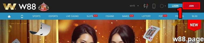 w88 register step 1 visit w88 and click on join
