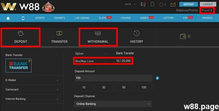 w88boleh make smooth deposits and withdrawals
