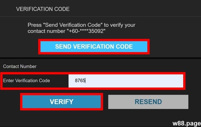 w88 free credit step 2 verify phone number (1)