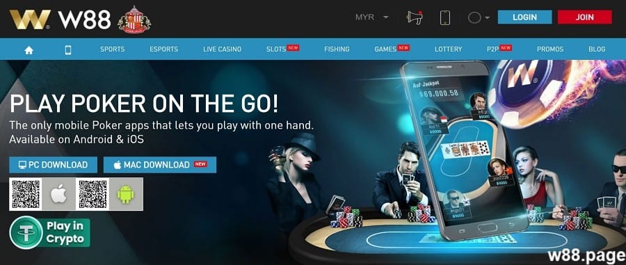 w88 poker play live virtual or p2p games