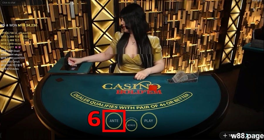 w88 poker step 3 place an ante bet