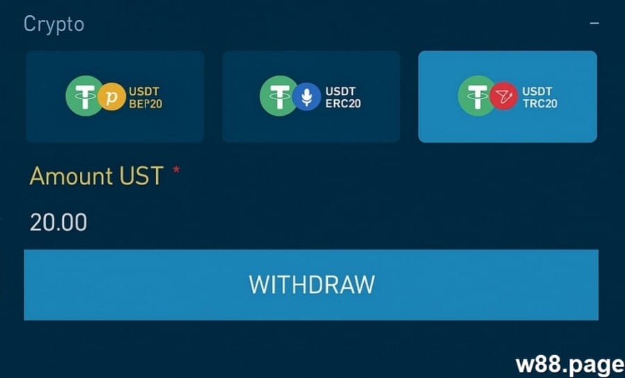 w88 withdrawal make crypto usdt withdrawals
