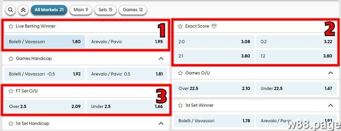 tennis betting markets advanced markets