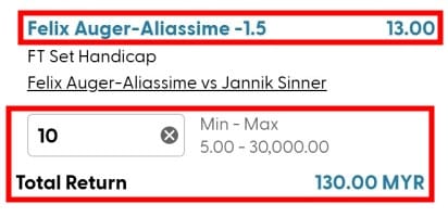 what is set handicap in tennis betting odds 1